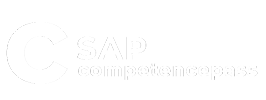 Logo des Kunden der Waldviertler Werbeagentur SAP Competence Pass in weiß auf dunkelgrünem Hintergrund